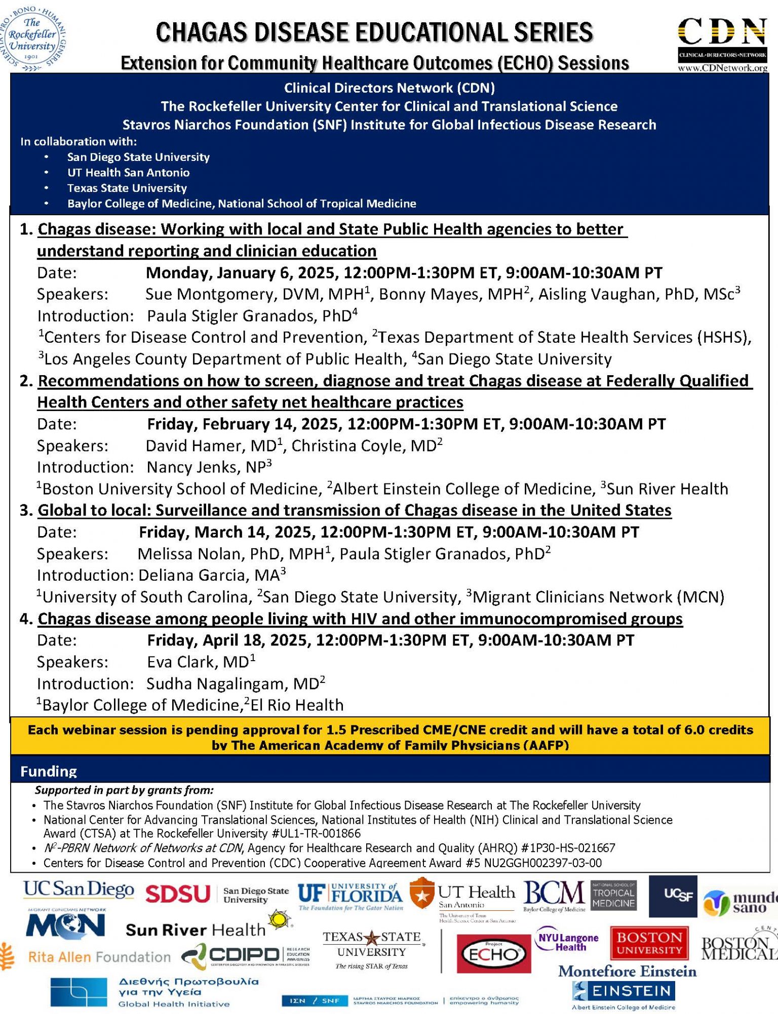 Chagas Disease Education Sessions Main Webpage Flyer 2.4.25